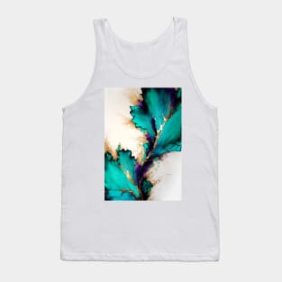 Turquoise Leaves - Abstract Alcohol Ink Resin Art Tank Top